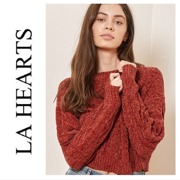 ❣️ LA Hearts Cropped Knit Sweater.  Size L - Picture 1 of 12